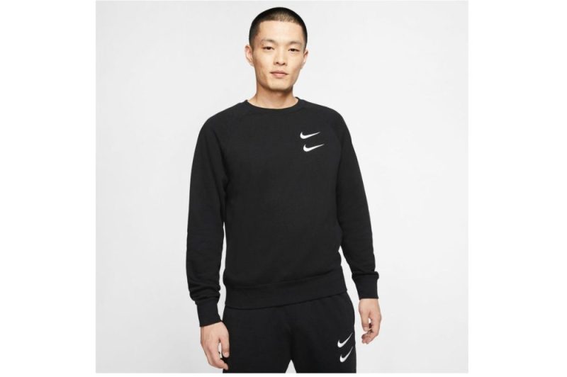 nike sportswear swoosh french terry crew schwarz cj4871 010 2