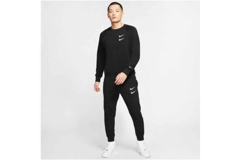 nike sportswear swoosh french terry crew schwarz cj4871 010 4