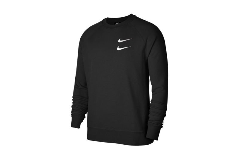 nike sportswear swoosh french terry crew schwarz cj4871 010