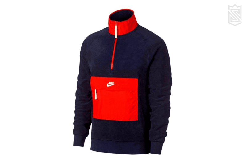 nike sportswear zip fleece blau rot 929097 451