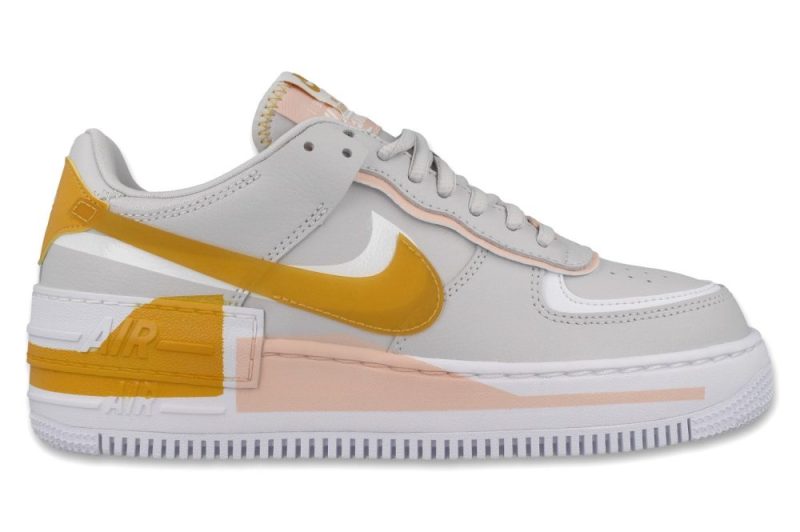 nike wmns air force 1 shadow grau gelb lachs cq9503 001