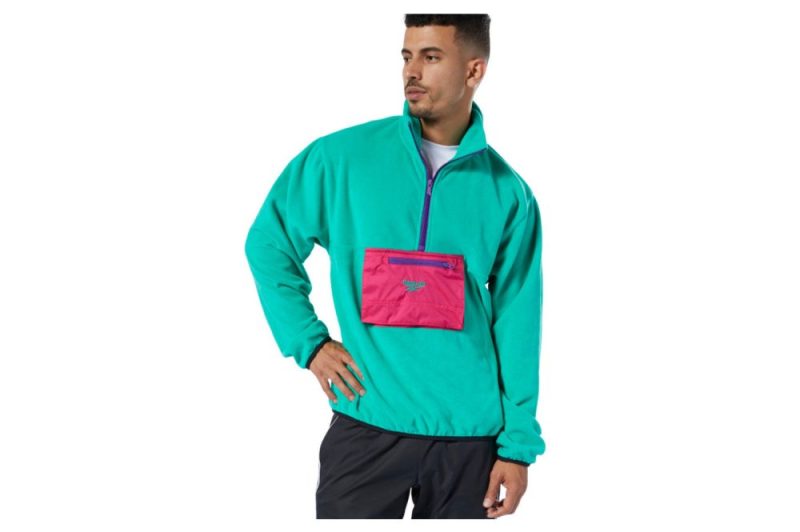 reebok half zip polar fleece top turkis pink fq7448 2