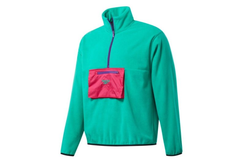 reebok half zip polar fleece top turkis pink fq7448